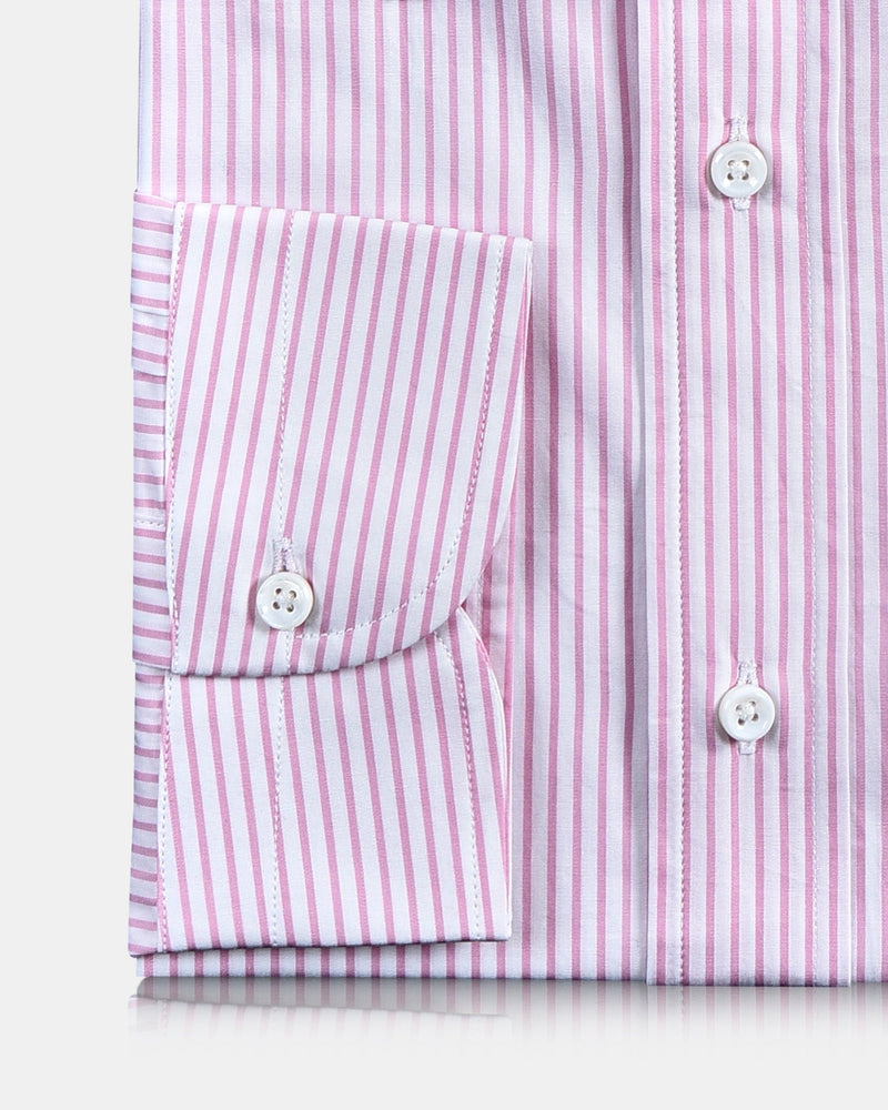 Pink Stripes On White Shirt