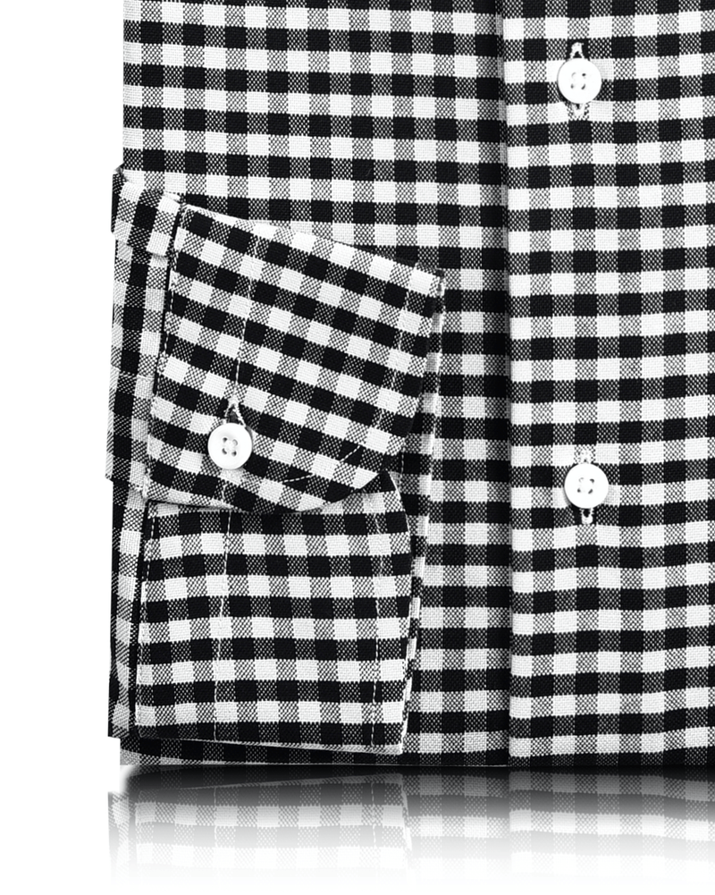 Schwarzes Ecru-Gingham-Hemd