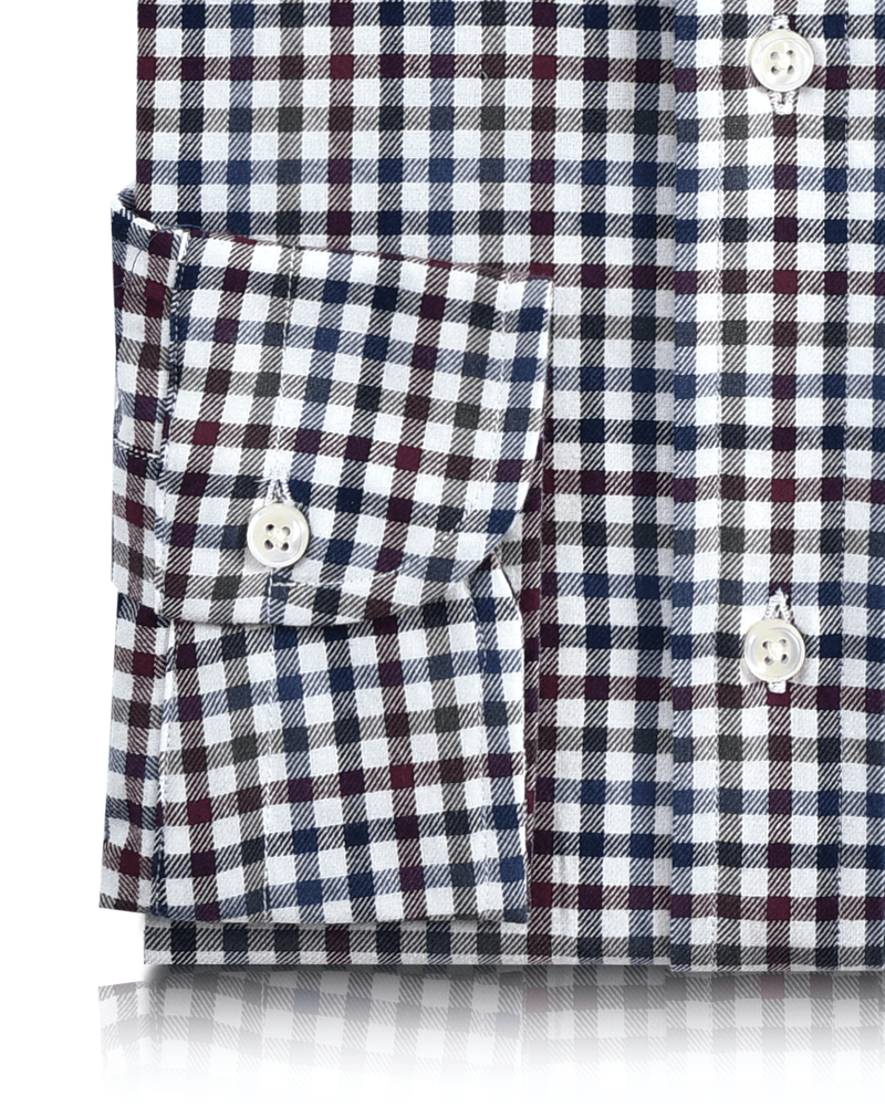 Kastanienbraun mit blaugrünem Tattersall-Karo-Twill-Hemd