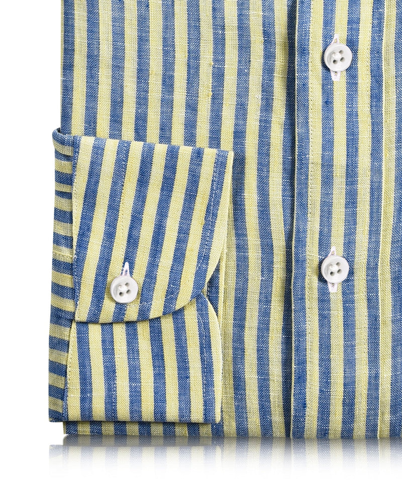 Leinen: Gelb-blaue Kleidstreifen