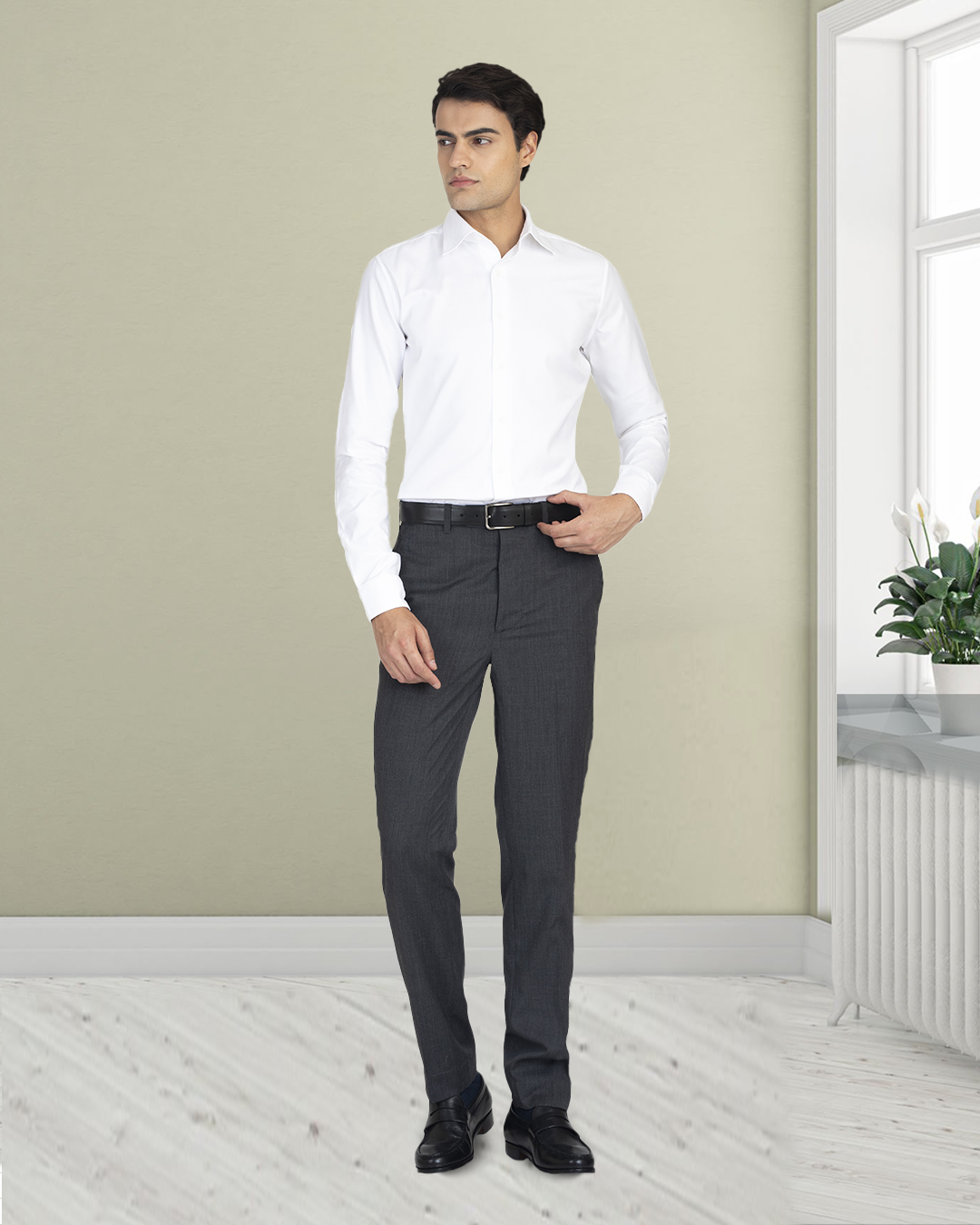 EZS Washable Wool Pants: Dark Grey