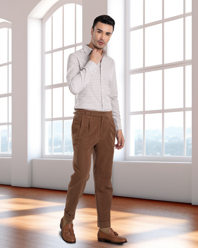 Zegna Brown Cashco Moleskin Dress Pant