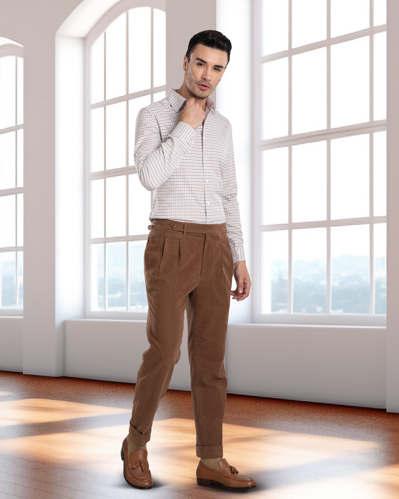 Zegna Brown Cashco Moleskin Dress Pant