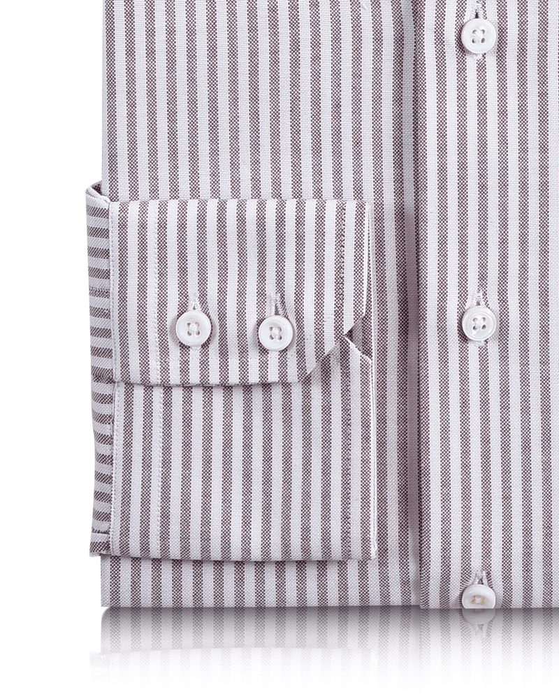 Bordeauxrotes, gestreiftes Oxford-Hemd mit knitterfreiem Material