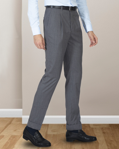 Pantalon en laine lavable : Gris moyen uni