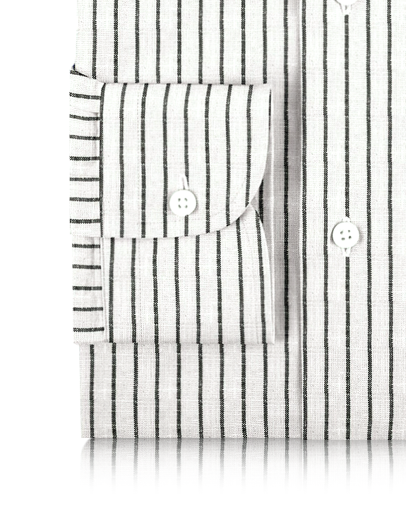 Lin à fines rayures blanches et noires