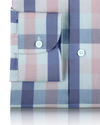 Blaues pfirsichfarbenes Tattersall-Hemd
