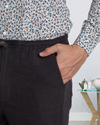 Charcoal Grey Milange Cotton Flannel  Drawstring Pant