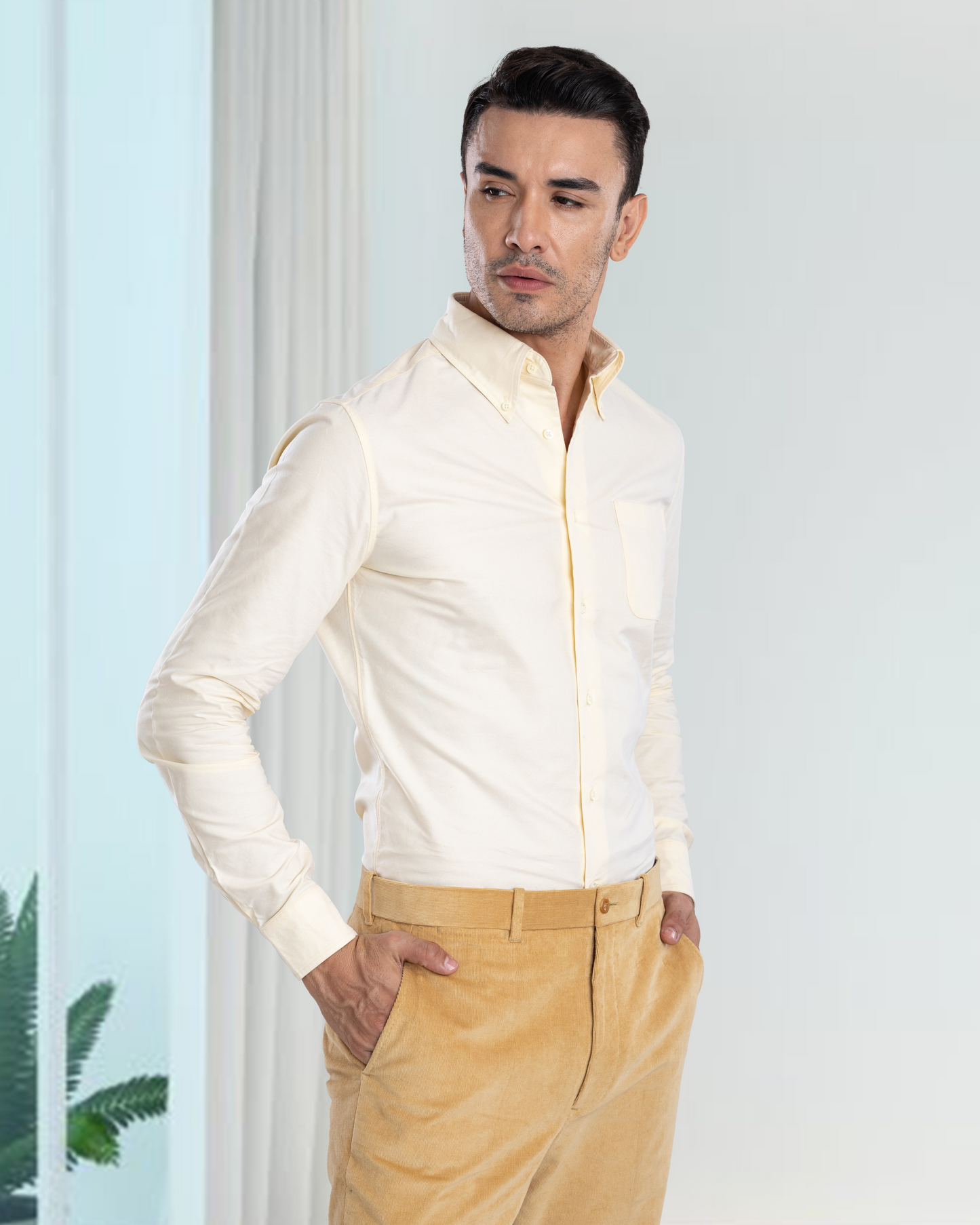 EZS Pale Yellow Oxford Shirt