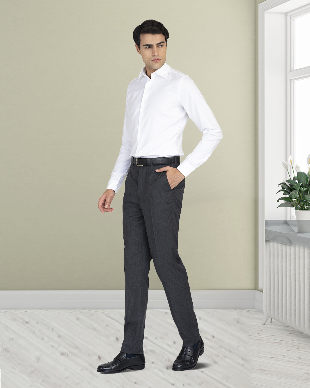 EZS Washable Wool Pants: Dark Grey