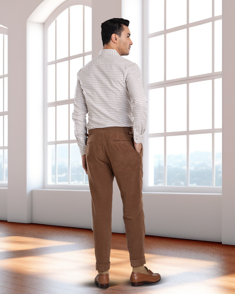 Zegna Brown Cashco Moleskin Dress Pant