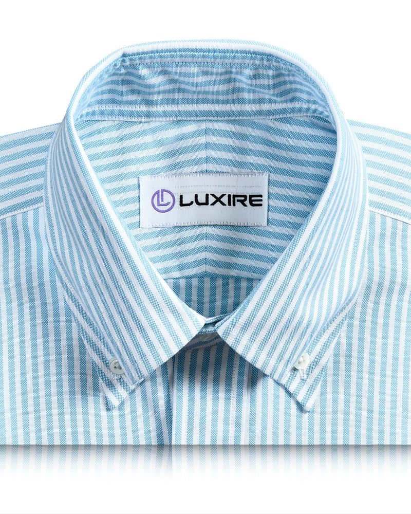 Ferozi Blau auf weißem Oxford University Stripes Hemd
