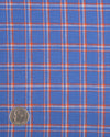 Lin : tartan orange, blanc, bleuet et bleu