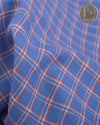 Lin : tartan orange, blanc, bleuet et bleu