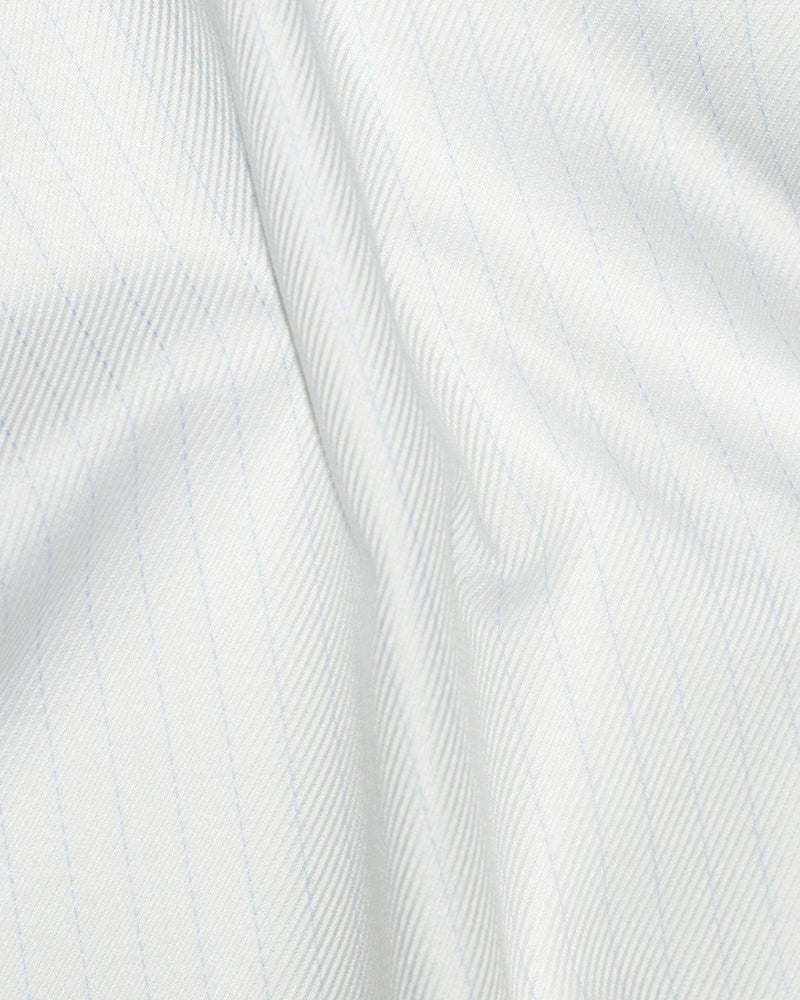 Zegna weißer Twill mit hellblauen Haarstreifen