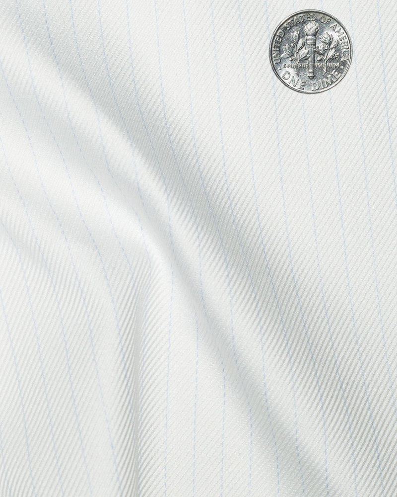 Zegna weißer Twill mit hellblauen Haarstreifen