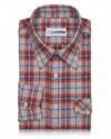 Roter, marineblauer, cremefarbener Twill mit Madras-Karos