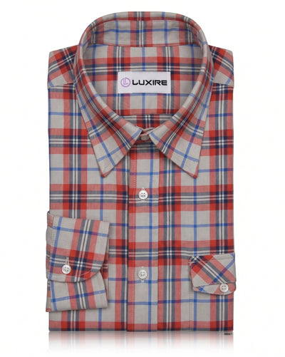 Red Navy Cream Twill Madras Checks