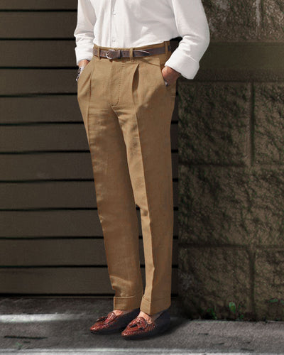 Linen Fresco Golden Brown Dress Pant