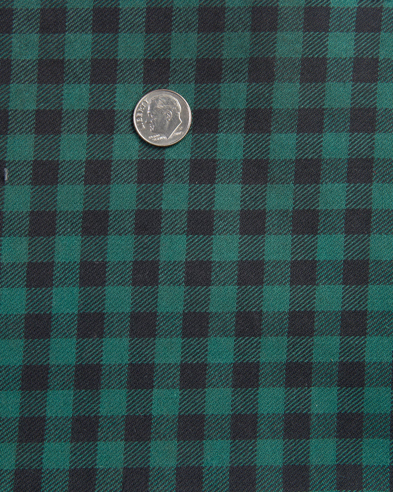 Grün-schwarzes Gingham-Twill-Flanell-Arbeitshemd