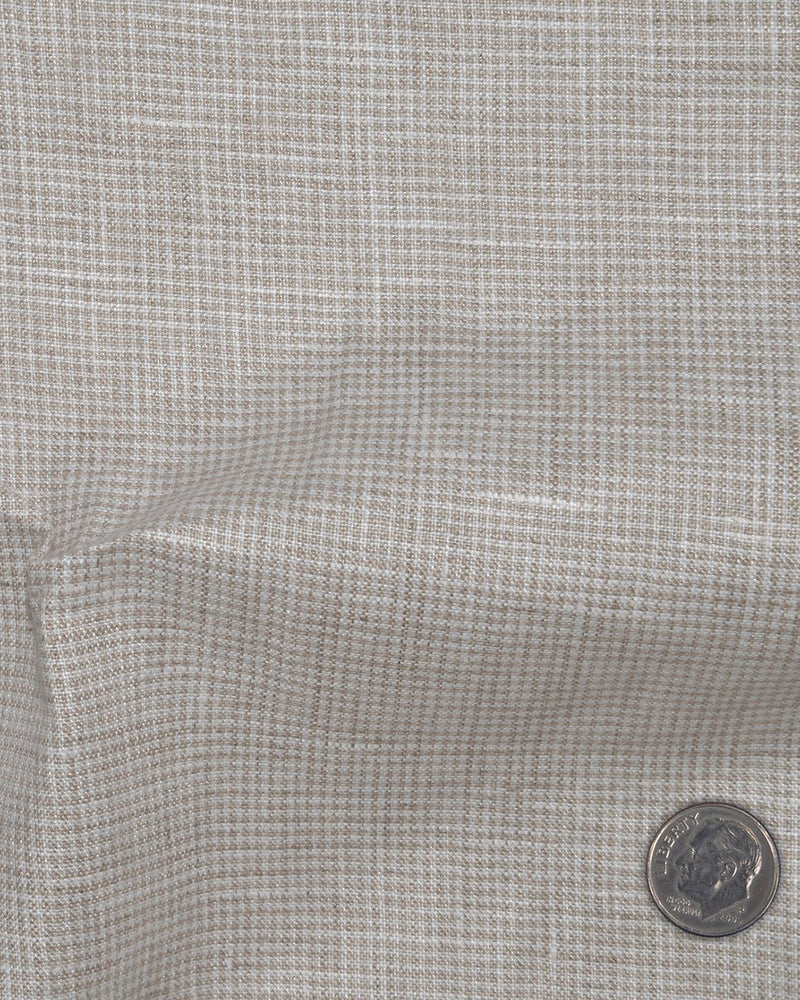 Irish Linen: Ecru White Mini Houndstooth Checks