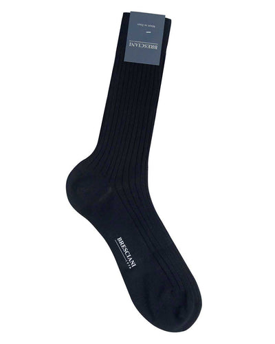 Bresciani Cotton Rib Socken-Blau
