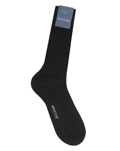 Bresciani Cotton Rib Socken-Nero