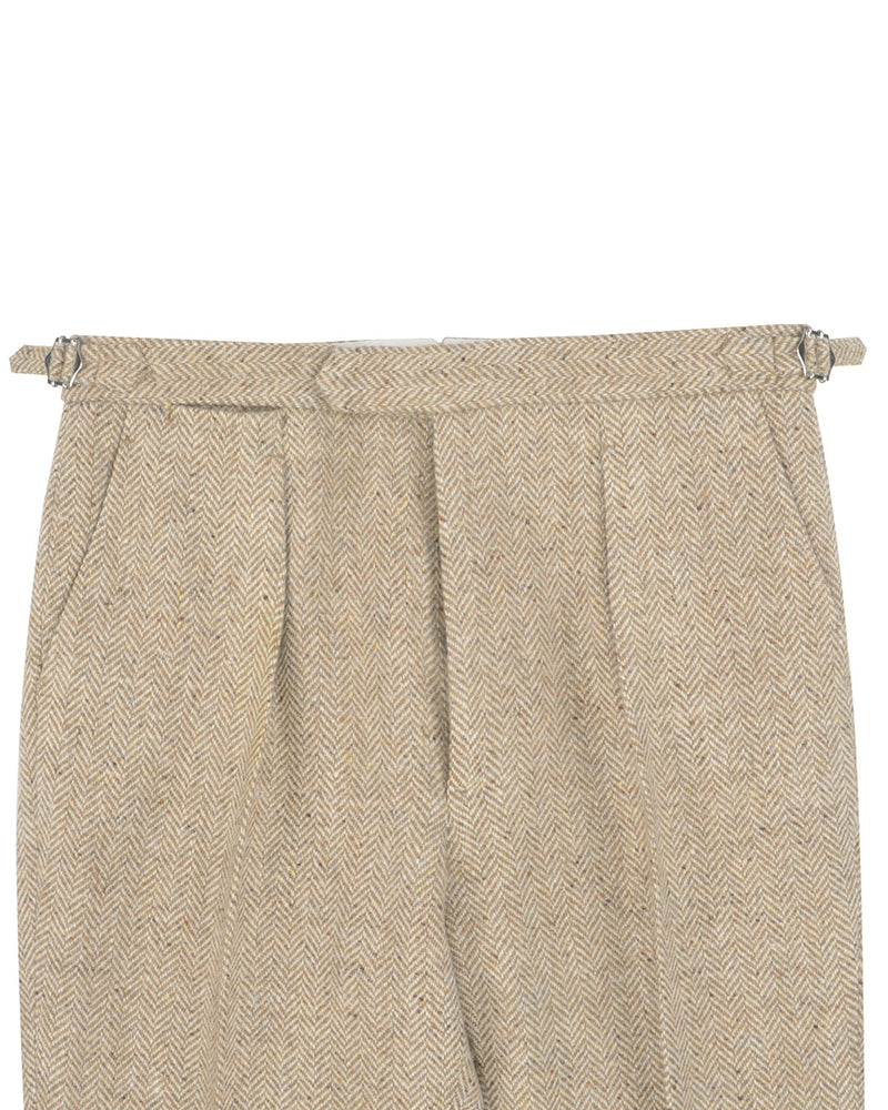 Molloy Herringbone Donegal Tweed Hose - Hellbraun