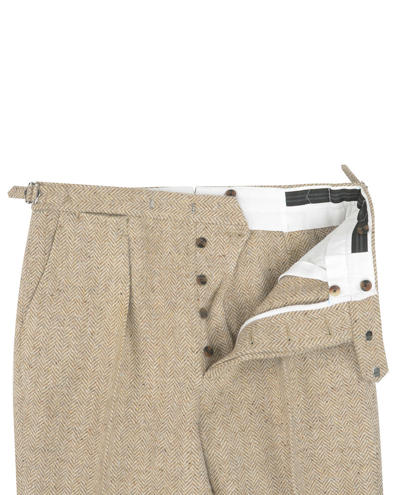 Molloy Herringbone Donegal Tweed Hose - Hellbraun