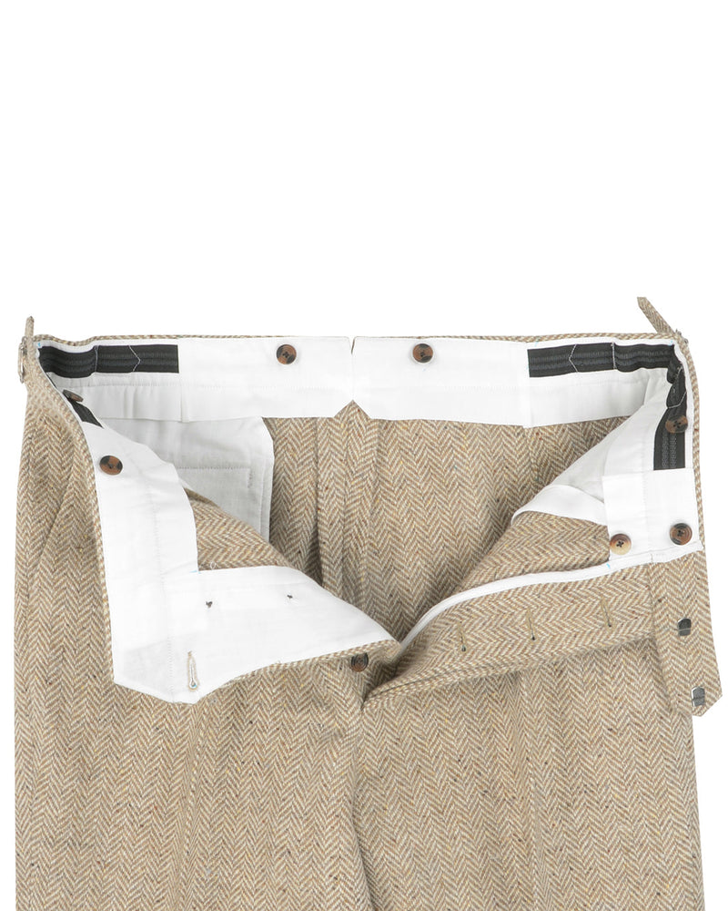 Molloy Herringbone Donegal Tweed Hose - Hellbraun