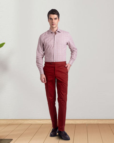 Maroon Prince Of Wales Check Shirt
