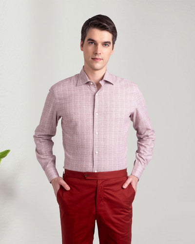 Maroon Prince Of Wales Check Shirt