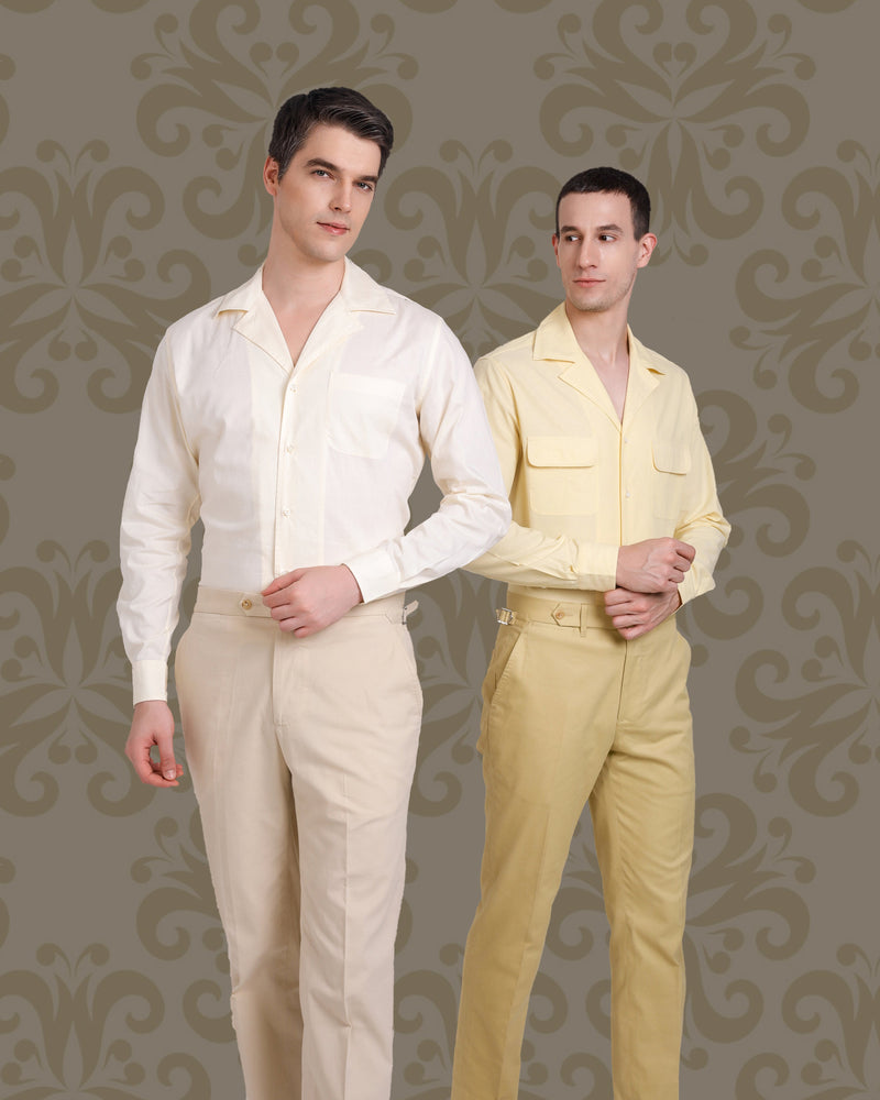 Anzughose aus weichem Twill in sanftem Senfgelb