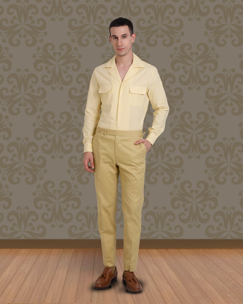 Anzughose aus weichem Twill in sanftem Senfgelb
