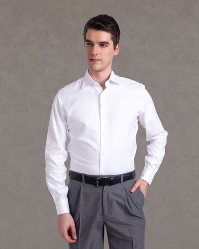 Monti Diagonal White Twill Shirt