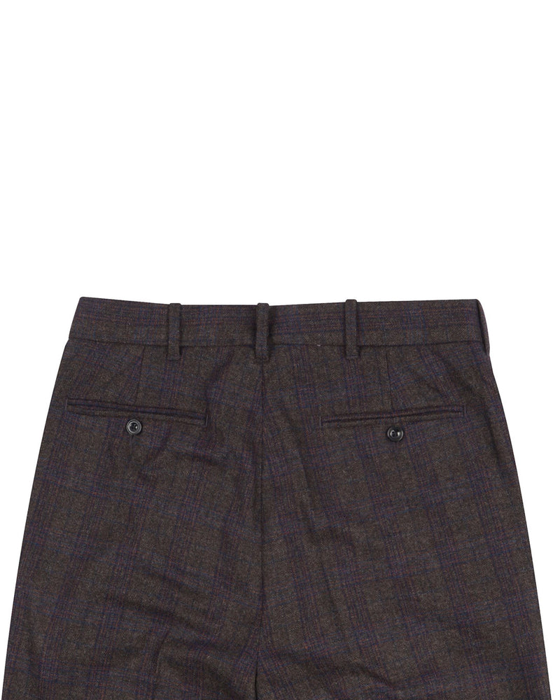 EThomas Charcoal Grey with Blue Brown Tartan Plaid 130s Wool