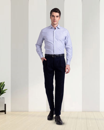 Pleated Vitale Barberis Canonico Dark Navy Flannel Pant