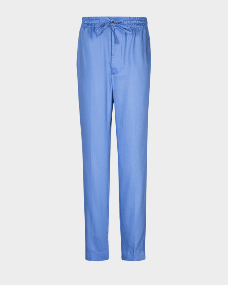 Pantalon à cordon de serrage en sergé bleu cobalt clair