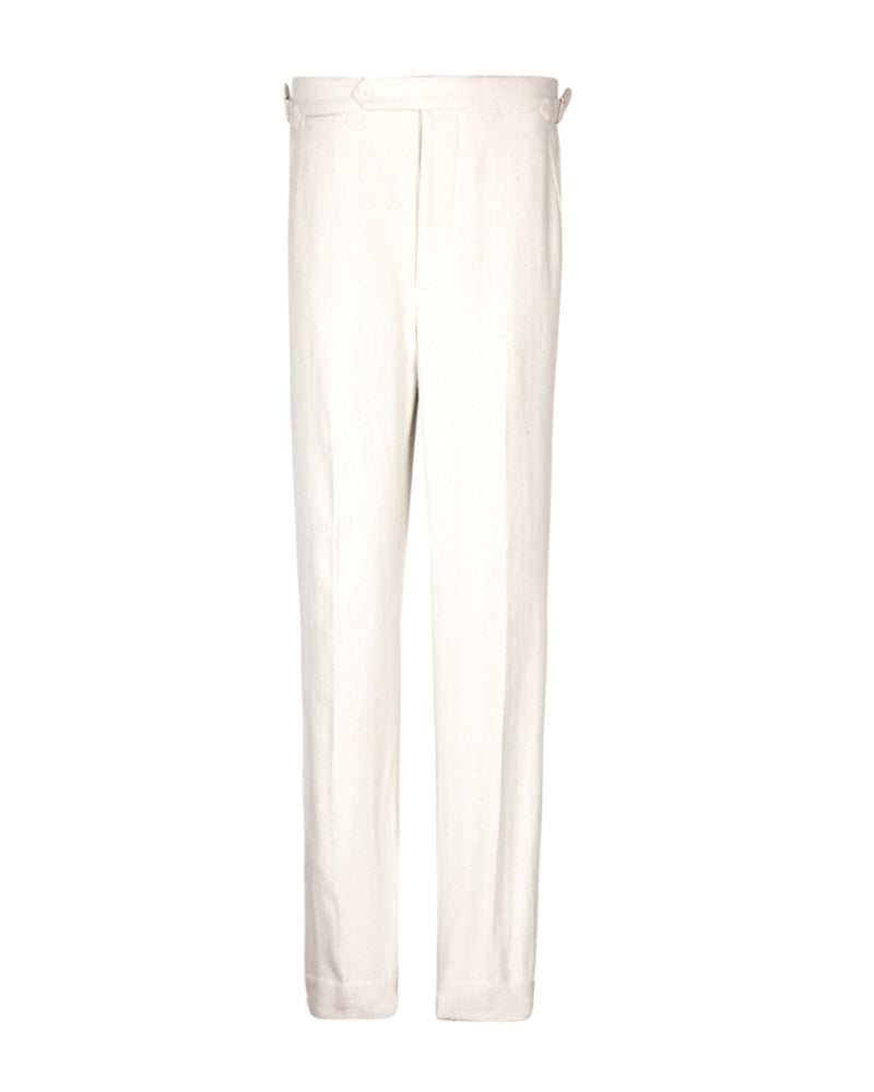 Cremefarbene Wollflanellhose