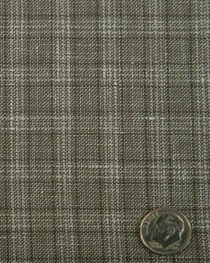Scabal Hose aus olivgrünem Tattersall-Karo aus Leinen