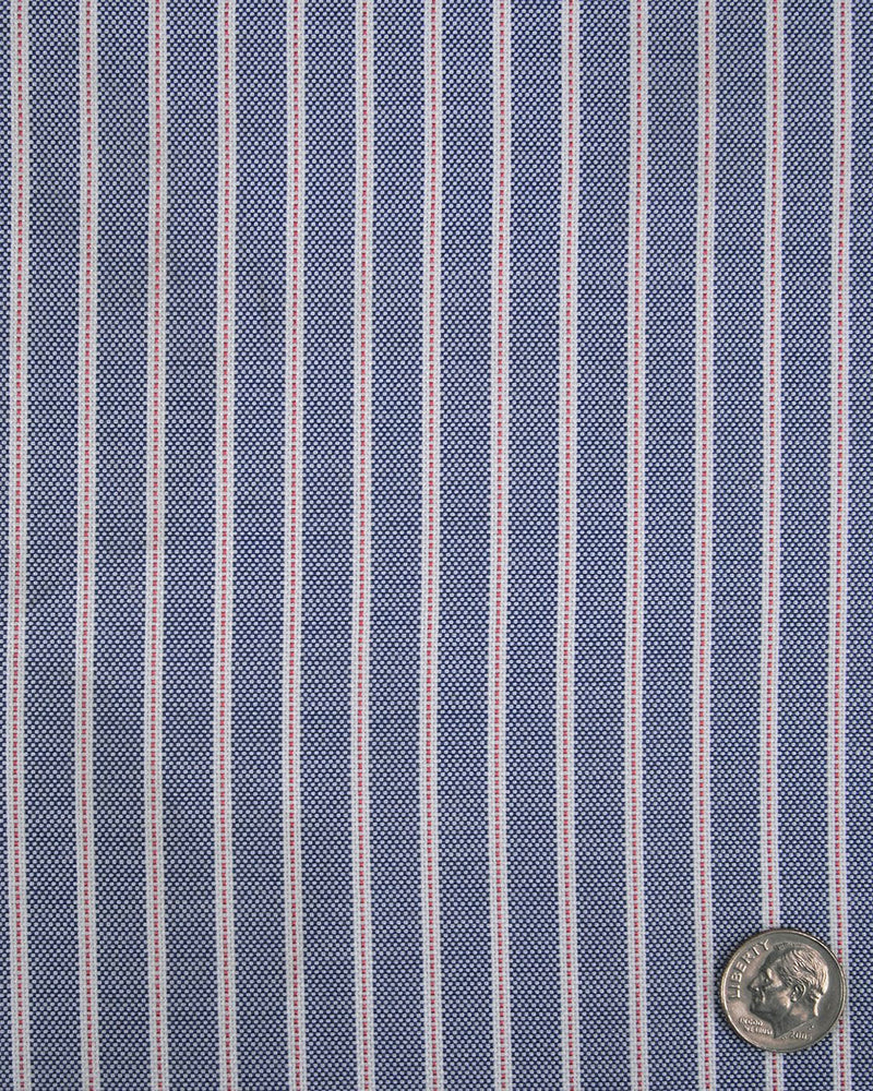 Navy Awning Red Pinstripes Oxford