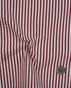 Short en seersucker à rayures bengales rose rouge et blanches