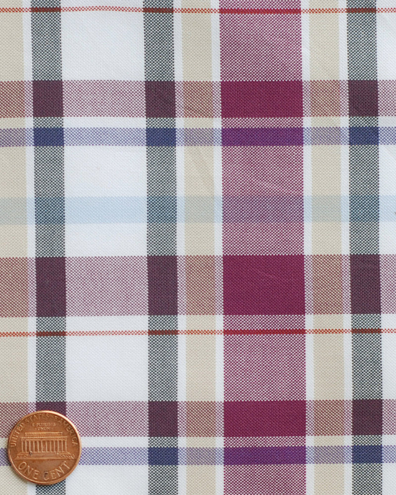Leicht zu bügelnde Oxford-Karos in Maroon White Ecru