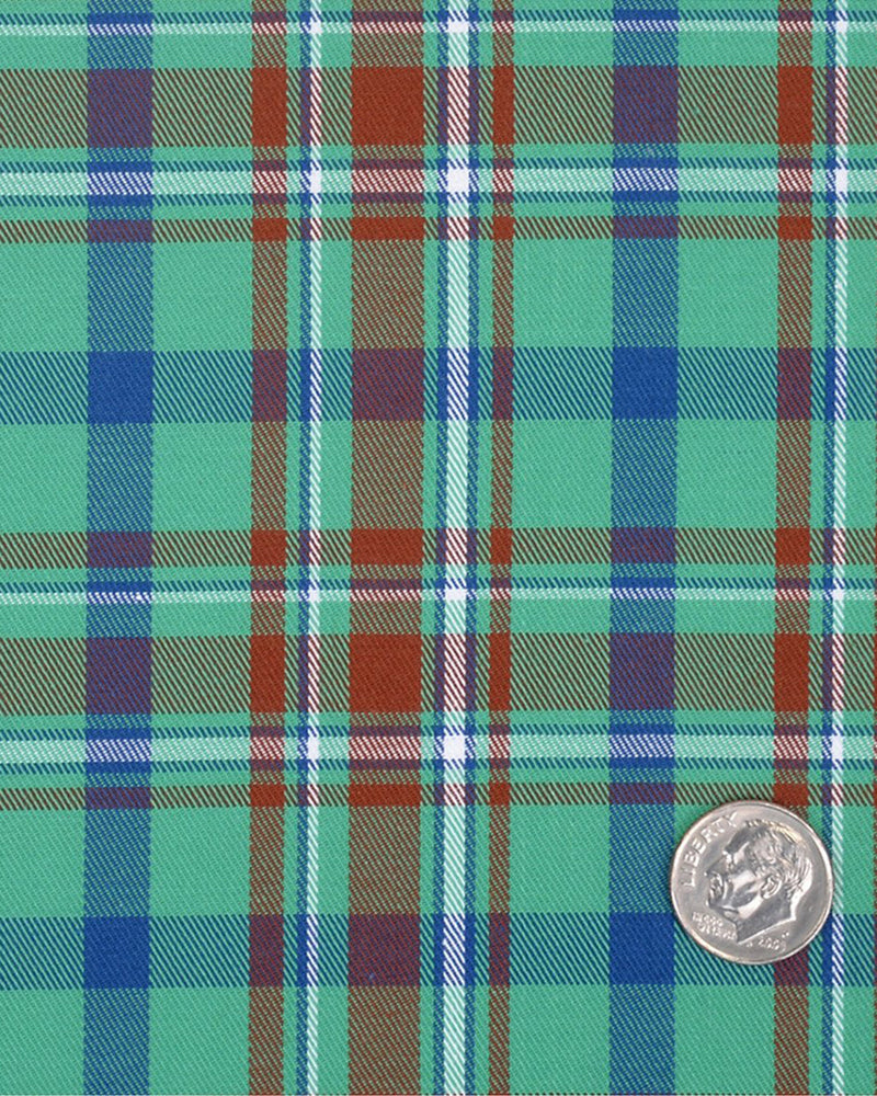 Grüner, rostblauer Tartan-Karo-Twill