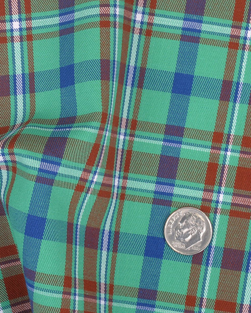 Grüner, rostblauer Tartan-Karo-Twill
