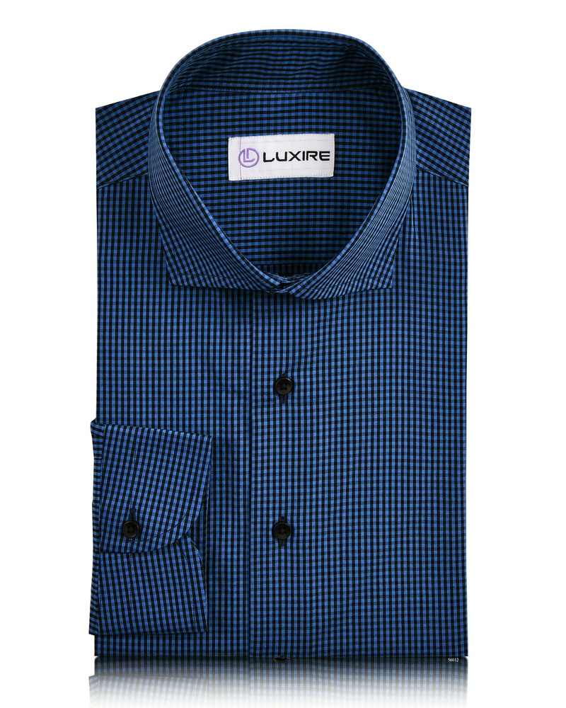 Schwarzes und blaues Hemd mit Mikro-Gingham-Karomuster