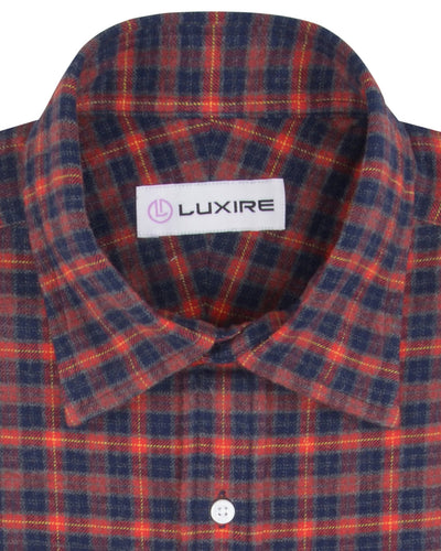 Flanell: Tattersall in Rot, Marineblau und Grau