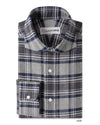 Dark Gull Grey Navy Plaid Flannel Work Shirt