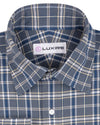 Graues, marineblaues, cremefarbenes Tartan-Karo-Oxford