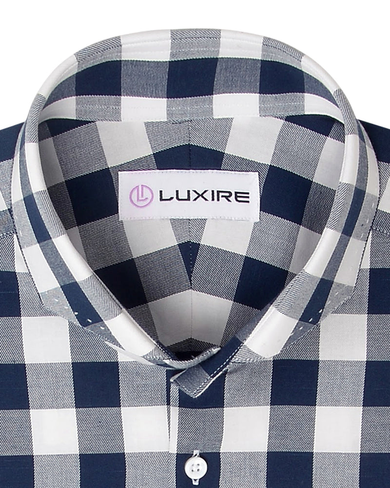 Navy White Windowpane Gingham Soft Twill